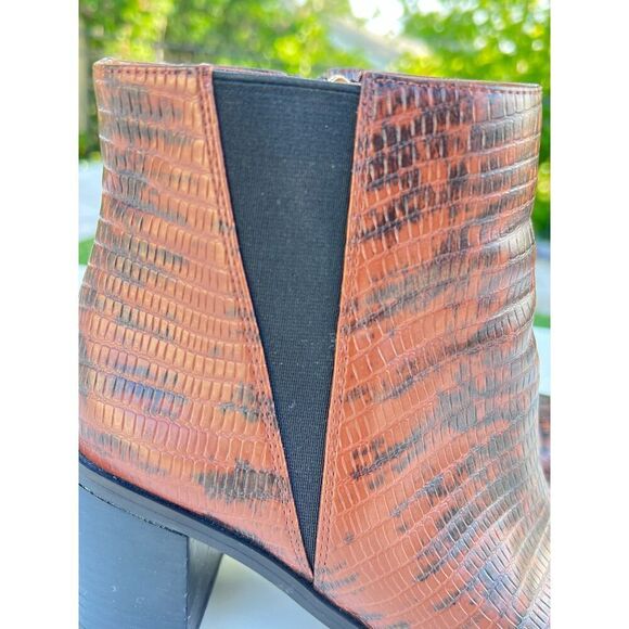 Franco Sarto Shoes boots ankle bootie snake leather luxury casual embossed 8. - Picture 8 of 11